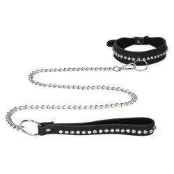 Ouch! Collier-Laisse à Strass Diamond Studded Noir